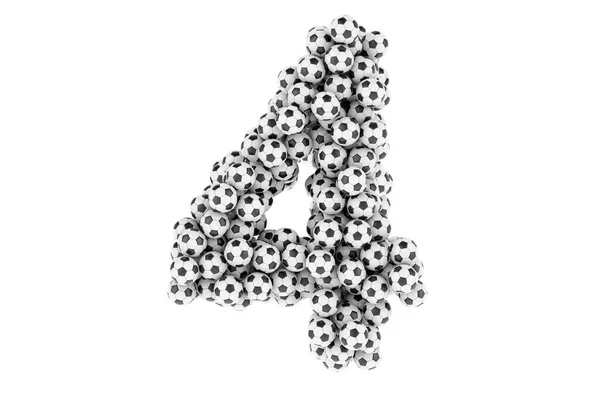 Nummer Från Fotboll Bollar Eller Fotboll Bollar Rendering Isolerad Vit — Stockfoto