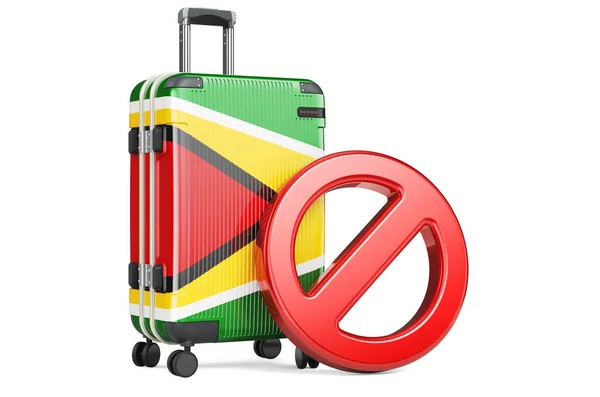 Gayana Entry Ban Mala Com Bandeira Guiana Sinal Proibição Renderização — Fotografia de Stock