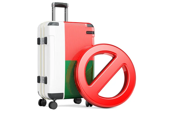 Madagascar Entry Ban Suitcase Madagascar Flag Prohibition Sign Rendering Isolated — Stock Photo, Image
