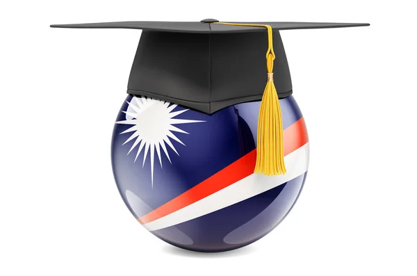 Marshall Adaları Nda Eğitim Kavramı Mezuniyet Şapkalı Bayrak Beyaz Arkaplanda — Stok fotoğraf
