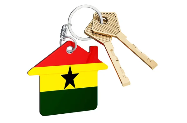 Ingatlan Ghánában Kulcstartó Ghánai Zászlóval Ingatlan Bérleti Díj Vagy Jelzálog — Stock Fotó