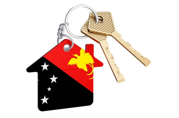 Real Estate Papua New Guinea Home Keychain Papuan New Guinean — Stock Photo, Image