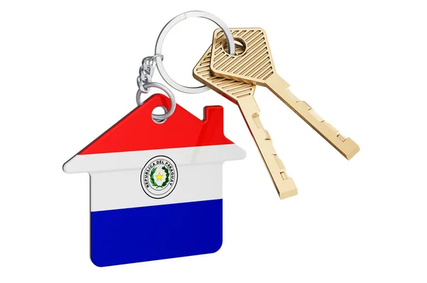 Immobilien Paraguay Schlüsselanhänger Mit Paraguayischer Flagge Immobilien Miet Oder Hypothekenkonzept — Stockfoto