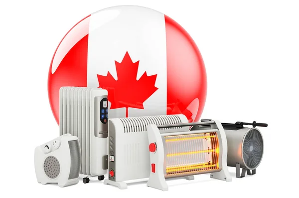 Bandera Canadiense Con Dispositivos Calefacción Fabricación Comercio Servicio Convección Ventilador —  Fotos de Stock