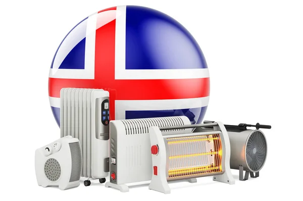 Icelandic Flag Heating Devices Manufacturing Trading Service Convection Fan Oil — Stock Photo, Image