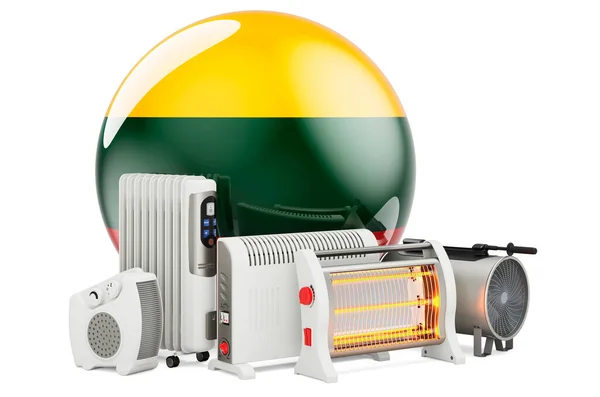 Litevská Vlajka Topnými Zařízeními Výroba Konvektorů Ventilátorů Olejových Infračervených Ohřívačů — Stock fotografie