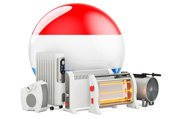 Lucemburská Vlajka Topnými Zařízeními Výroba Konvekce Ventilátorů Olejových Infračervených Ohřívačů — Stock fotografie