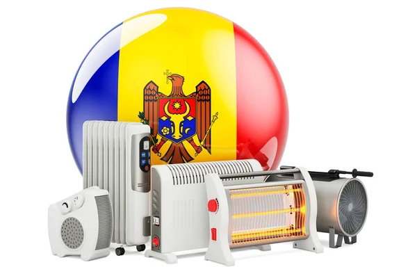Bandera Moldava Con Dispositivos Calefacción Fabricación Comercio Servicio Convección Ventilador —  Fotos de Stock