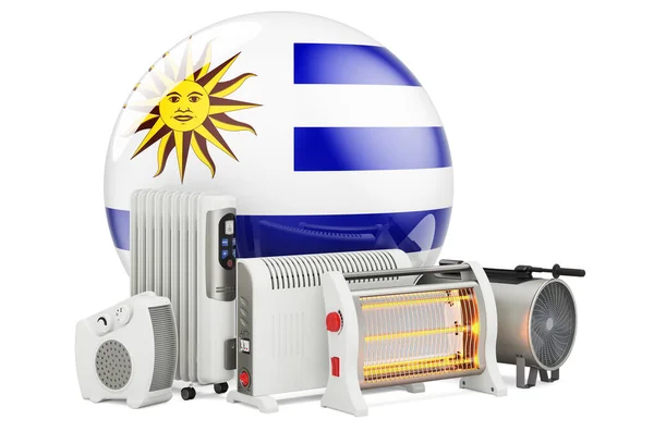 Bandeira Uruguaia Com Dispositivos Aquecimento Fabricação Comercialização Serviço Convecção Ventilador — Fotografia de Stock