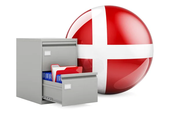 Databáze Dánsku Koncept Složky Kartotéce Dánskou Vlajkou Vykreslování Izolované Bílém — Stock fotografie
