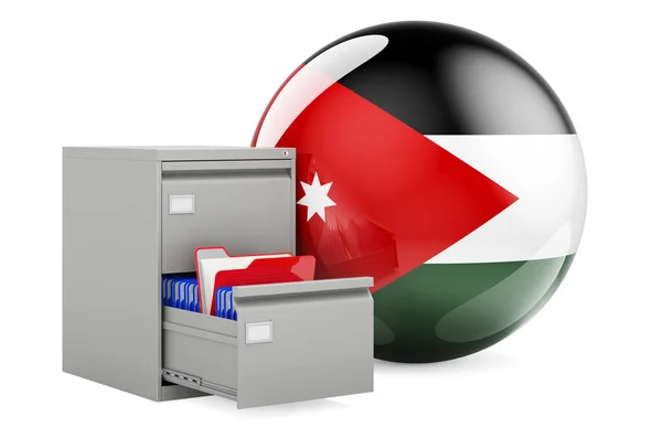 База Данных Иордании Концепция Папки Шкафу Иорданским Флагом Рендеринг Изолирован — стоковое фото