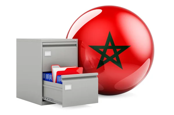 Database Marocco Concetto Cartelle Schedario Con Bandiera Marocchina Rendering Isolato — Foto Stock