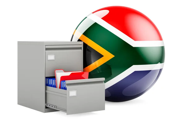 Datenbank Südafrika Konzept Ordner Aktenschrank Mit Südafrikanischer Flagge Darstellung Isoliert — Stockfoto