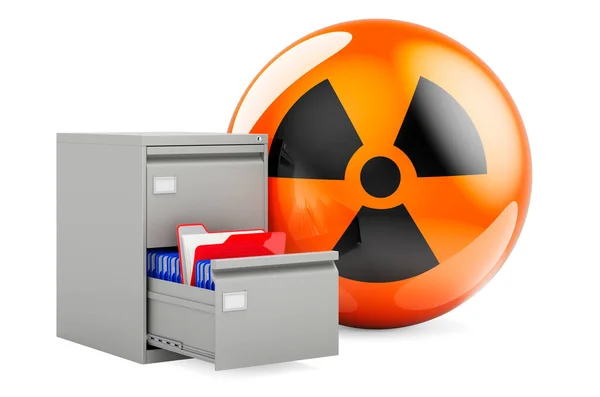 Folders Filing Cabinet Radiation Symbol Rendering Isolated White Background — Stock Photo, Image