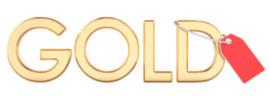 Fiyat etiketli altın metin. Şeffaf arkaplanda 3B görüntüleme izole edildi