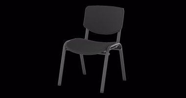 Tekerlek döndürme animasyonu olmayan ofis sandalyesi, kusursuz bir şekilde çevrilebilir. Şeffaf arkaplanda 3B görüntüleme izole edildi