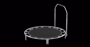 Saplı trambolini düzgün bir şekilde döndürebiliyor. Şeffaf arkaplanda 3B görüntüleme izole edildi