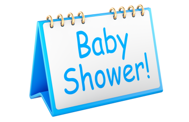 Bebek partisi, masa takvimi. Şeffaf arkaplanda 3B görüntüleme izole edildi