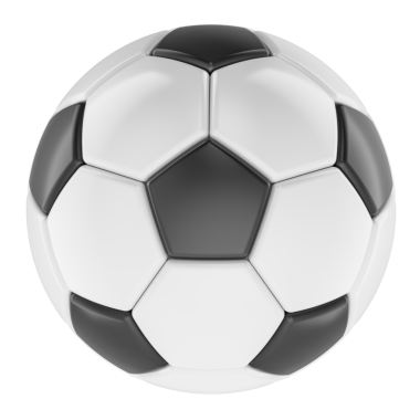 Futbol topu, futbol topu. Şeffaf arkaplanda 3B görüntüleme izole edildi