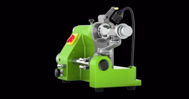 Yeşil alet öğütücü makine döndürme animasyonu sorunsuz bir şekilde çevrilebilir. Şeffaf arkaplanda 3B görüntüleme izole edildi