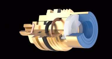 Standart Yıkama Kapakçığı Basınç Bezi Döndürme Canlandırması sorunsuz bir şekilde çevrilebilir. Şeffaf arkaplanda 3B görüntüleme izole edildi