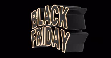 Kara Cuma metin döndürme animasyonu sorunsuz bir şekilde çevrilebilir. Şeffaf arkaplanda 3B görüntüleme izole edildi