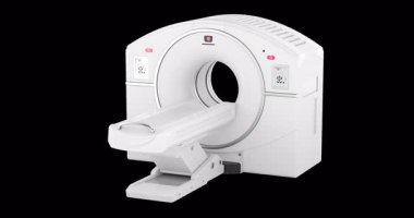 Tıbbi CT tarayıcı, pozitron emisyon tomografisi ya da Manyetik Rezonans Görüntüleme MR 'ı, döndürme animasyonu kusursuz döngüsel. Şeffaf arkaplanda 3B görüntüleme izole edildi