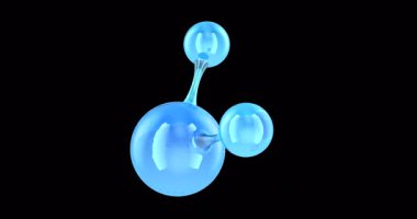 Su molekülü H2O model döndürme animasyonu sorunsuz bir şekilde çevrilebilir. Şeffaf arkaplanda 3B görüntüleme izole edildi