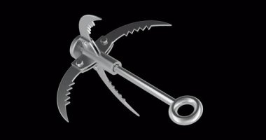 Yakalama kancası döndürme animasyonu kusursuz bir şekilde çevrilebilir. Şeffaf arkaplanda 3B görüntüleme izole edildi