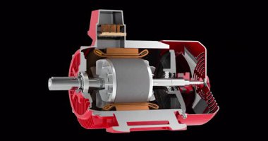 Elektrikli motor çapraz dönüş animasyonu kusursuz bir şekilde çevrilebilir. Şeffaf arkaplanda 3B görüntüleme izole edildi