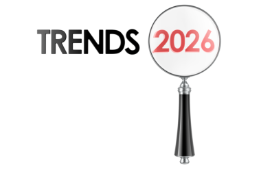 Büyüteç altında 2026 trendi. Şeffaf arkaplanda 3B görüntüleme izole edildi