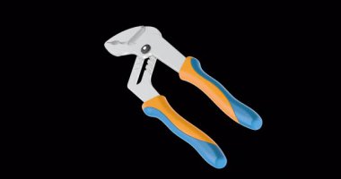 Ayarlanabilir metal pense döndürme animasyonu sorunsuz bir şekilde çevrilebilir. Şeffaf arkaplanda 3B görüntüleme izole edildi