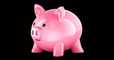 Domuz kumbarası dönüşümlü animasyon kusursuz bir döngüye sahip. Şeffaf arkaplanda 3B görüntüleme izole edildi