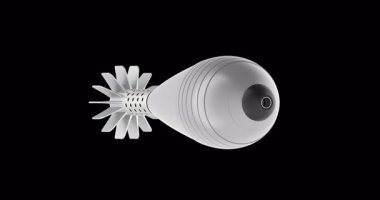 Havan mermisi, bomba rotasyonu animasyonu kusursuz bir şekilde çevrilebilir. Şeffaf arkaplanda 3B görüntüleme izole edildi