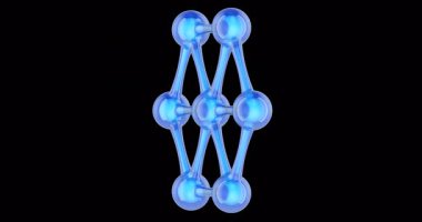 Mavi moleküler kafes döndürme animasyonu kusursuz bir şekilde çevrilebilir. Şeffaf arkaplanda 3B görüntüleme izole edildi