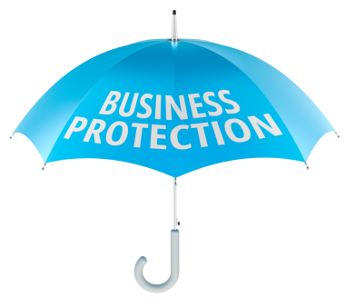 İş koruma, mavi şemsiye. Şeffaf arkaplanda 3B görüntüleme izole edildi