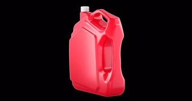 Kırmızı plastik bidon döndürme animasyonu kusursuz bir şekilde çevrilebilir. Şeffaf arkaplanda 3B görüntüleme izole edildi