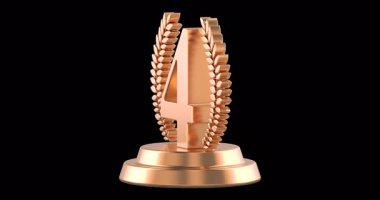 Altın dördüncülük kupa döndürme animasyonu kusursuz bir döngü. Şeffaf arkaplanda 3B görüntüleme izole edildi