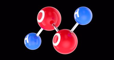 Su molekülü modeli döndürme animasyonu sorunsuz bir şekilde çevrilebilir. Şeffaf arkaplanda 3B görüntüleme izole edildi