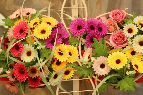 Baskets with a range of summer flowers — Stock Photo, Image