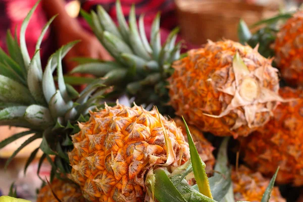 Fresh pineapple on a table in the market. — Stock Photo, Image