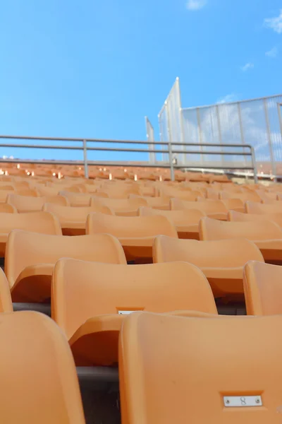 Seat of grandstand in an empty stadium — Stock Photo, Image