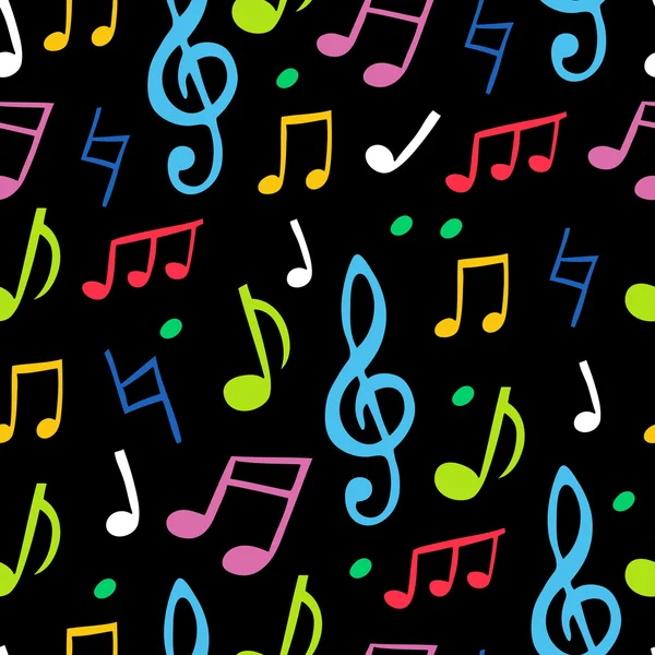 Renkli müzik notaları sorunsuz vektör desen — Stok Vektör