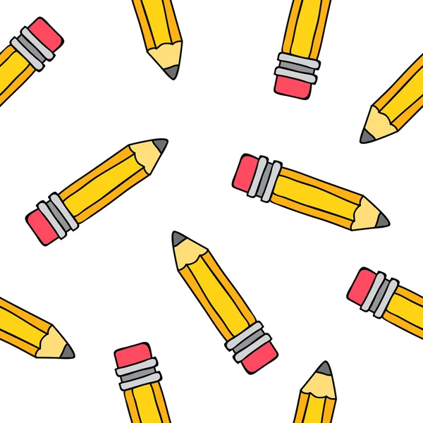 Padrão vetorial sem costura de lápis amarelos — Vetor de Stock