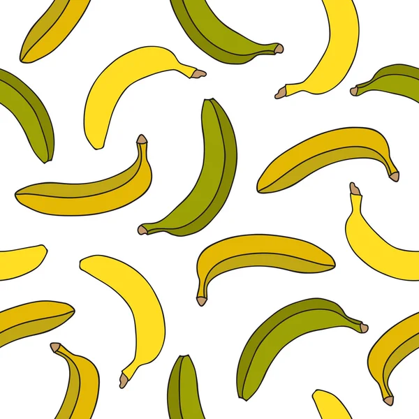 Seamless vector pattern of yellow and green bananas — Stock Vector