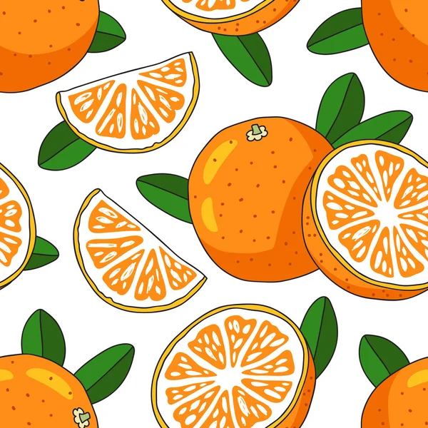 Sömlös vektor mönster av apelsiner — Stock vektor