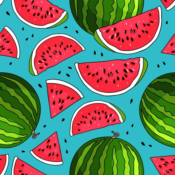 Sömlös vektor mönster av vattenmeloner — Stock vektor