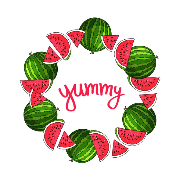 Frukt runda ramen för vattenmeloner. — Stock vektor