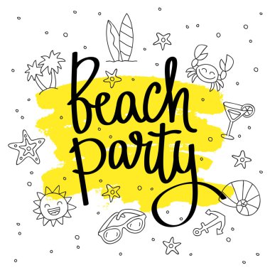 Alıntı plaj partisi. Hat sanatı.