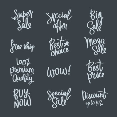 Set of calligraphy on the theme of sale